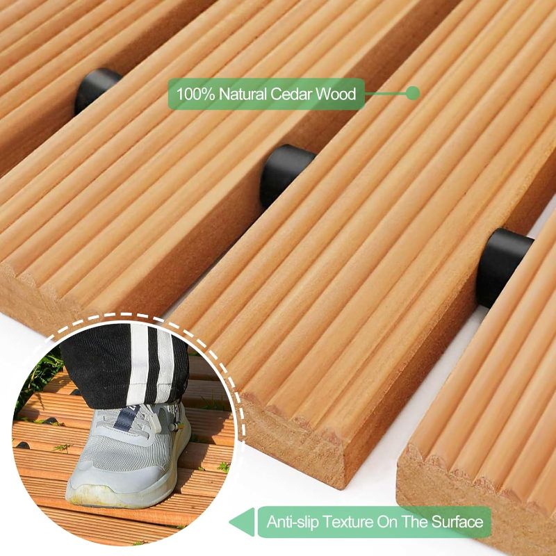 Photo 1 of RELIANCER 6' Wooden Garden Pathway,Outdoor Roll Out Cedar Curved Walkway,Patio Path Decorative Garden Boardwalk Walkways,Weather-Resistant Roll Up Beach Wood Road Floor,Wedding Party Pathways