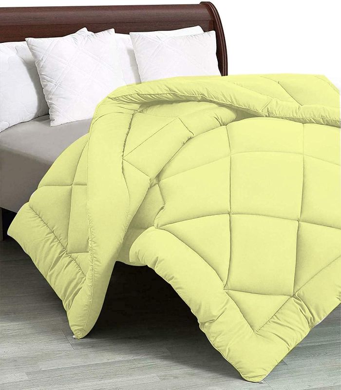 Photo 1 of 1 PC Cross Diamond Baffle Stitched Comforter, Lightweight Winter Warm Down Alternative Duvet Insert for Oversized King -Ivory Solid Warm Fluffy 100% Cotton Only Comforter 500 GSM Fill Power
