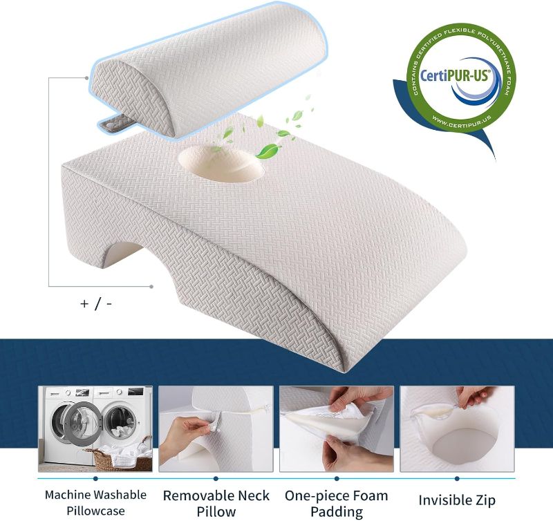 Photo 1 of Face Down Pillow After Eye Surgery, Vitrectomy Pillow for Retinal Surgery, Vitrectomy Recovery Equipment for Sleeping, Foam-Filled Home Massage Pillow with Removable Pillow (White)
