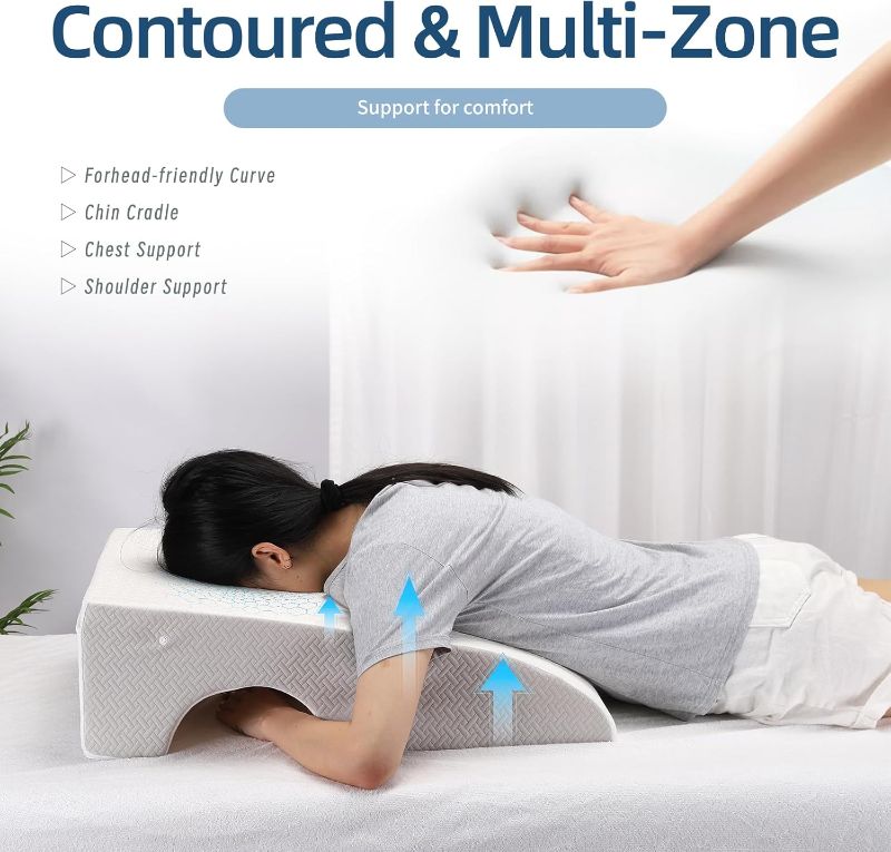 Photo 1 of Face Down Pillow After Eye Surgery, Vitrectomy Pillow for Retinal Surgery, Vitrectomy Recovery Equipment for Sleeping, Foam-Filled Home Massage Pillow with Removable Pillow (White)