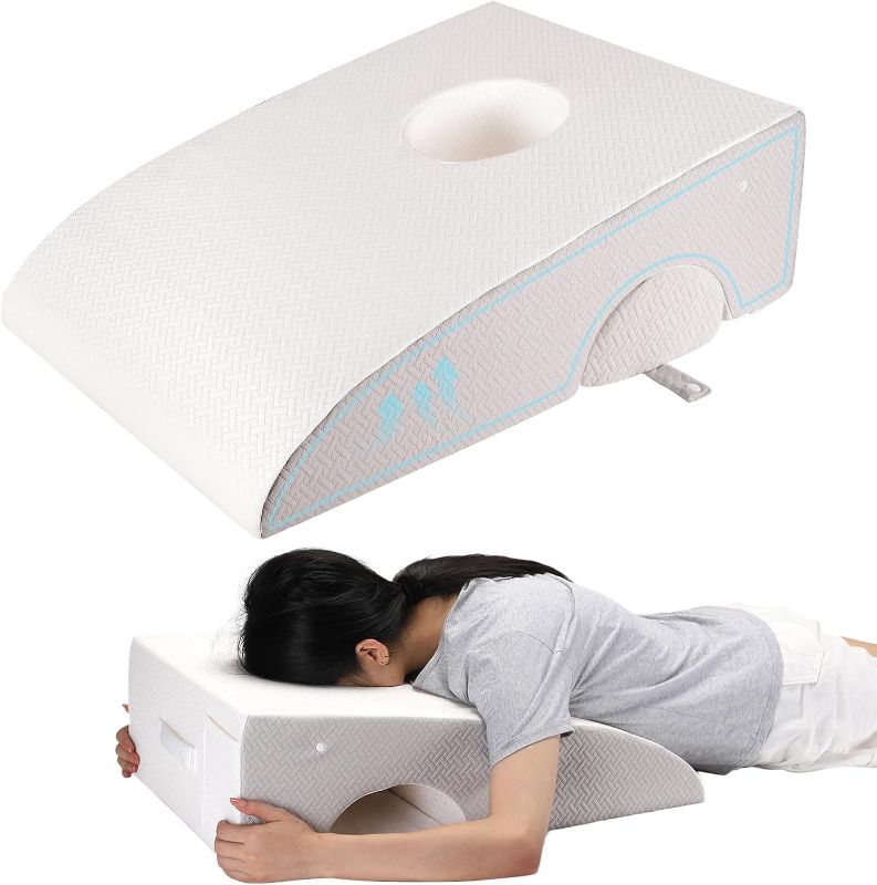 Photo 1 of Face Down Pillow After Eye Surgery, Vitrectomy Pillow for Retinal Surgery, Vitrectomy Recovery Equipment for Sleeping, Foam-Filled Home Massage Pillow with Removable Pillow (White)