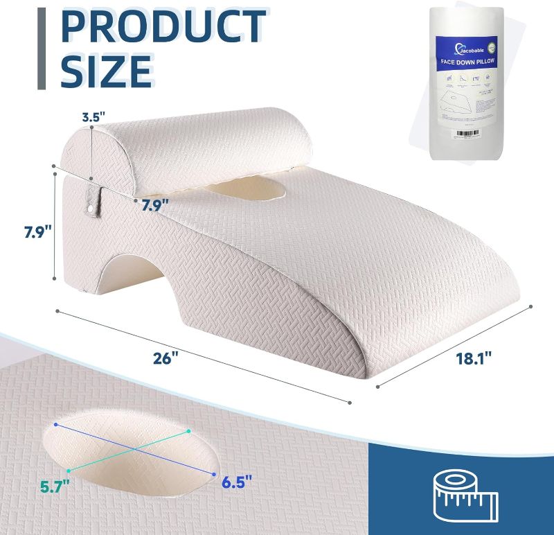 Photo 1 of Face Down Pillow After Eye Surgery, Vitrectomy Pillow for Retinal Surgery, Vitrectomy Recovery Equipment for Sleeping, Foam-Filled Home Massage Pillow with Removable Pillow (White)