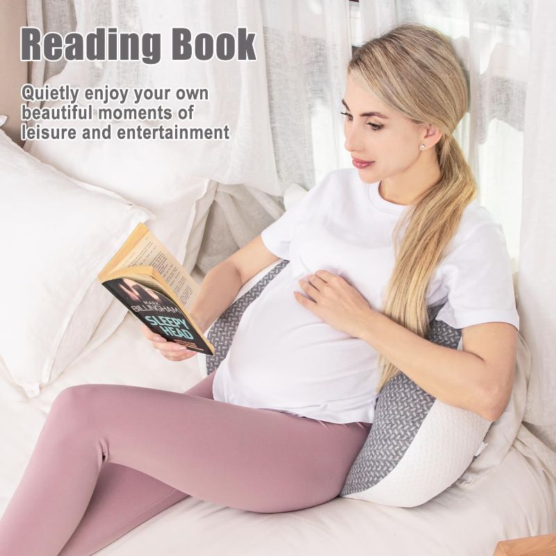 Photo 1 of Chilling Home Pregnancy Pillow, Maternity Pillow for Pregnant Women, Pregnancy Pillows for Sleeping Portable, Pregnancy Wedge Pillow, Body Pillow Support for Back, Belly, Waist, Grey