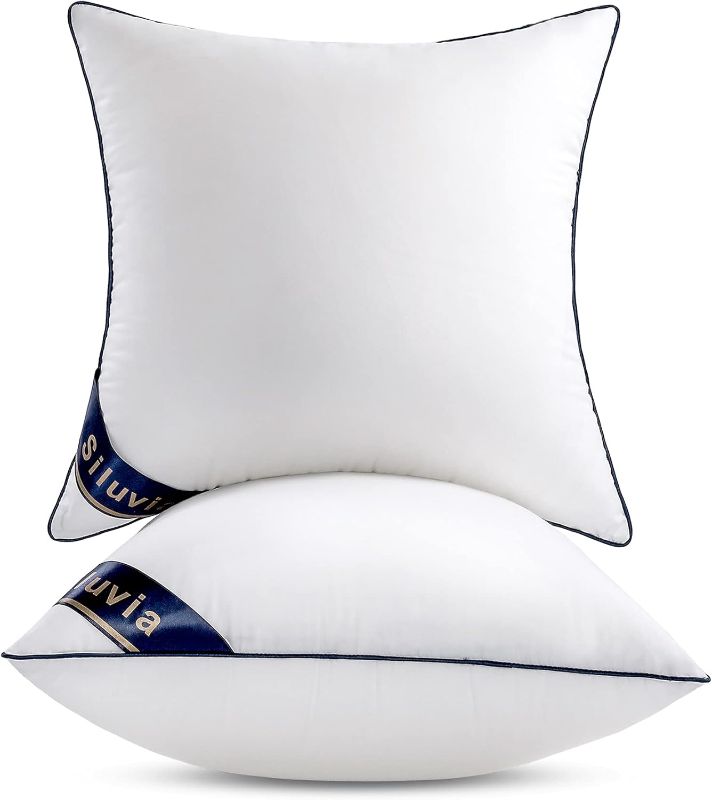 Photo 1 of Siluvia 20"x20" Pillow Inserts Set of 2 Decorative Square Square Throw 20 Pillows with 100% Cotton Cover for Sofa, Couch, and Bed - White