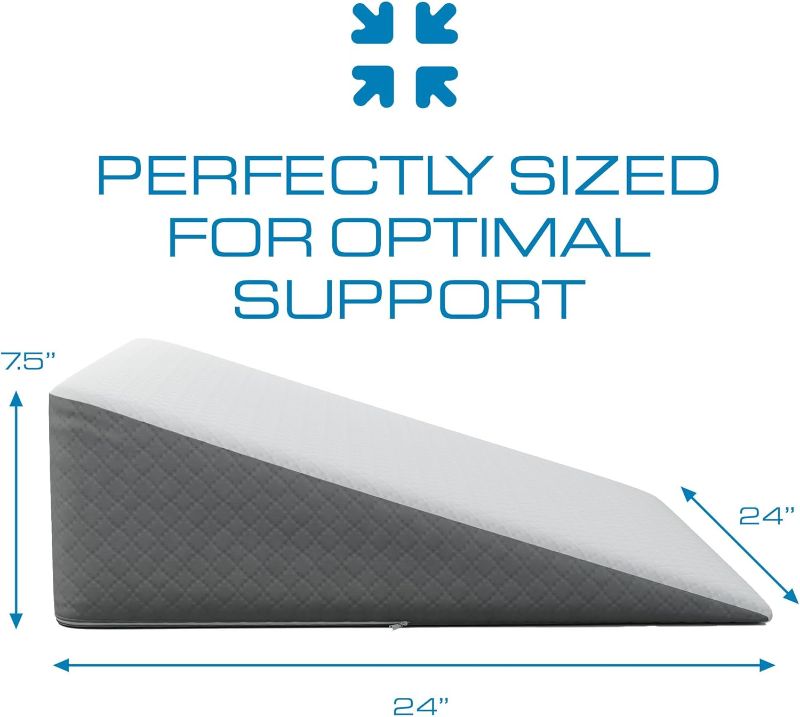 Photo 1 of Kölbs Bed Wedge Pillow for Sleep Apnea, Sleeping Comfort, Relaxing, Acid Reflux, Heartburn and Back Pain Relief. Cushion for Sitting Up in Bed. Memory Foam Top, Chic Jacquard Washable Cover.