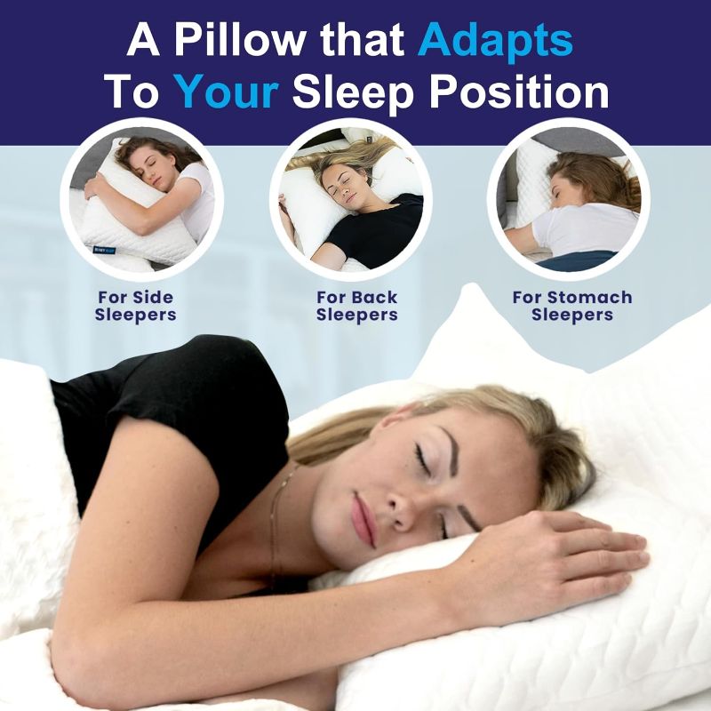 Photo 1 of Sidney Sleep Pillow for Side and Back Sleepers - Comfort for Neck and Shoulder Pain - Adjustable Contour Fill - Queen Size - Extra Fill Included (White)