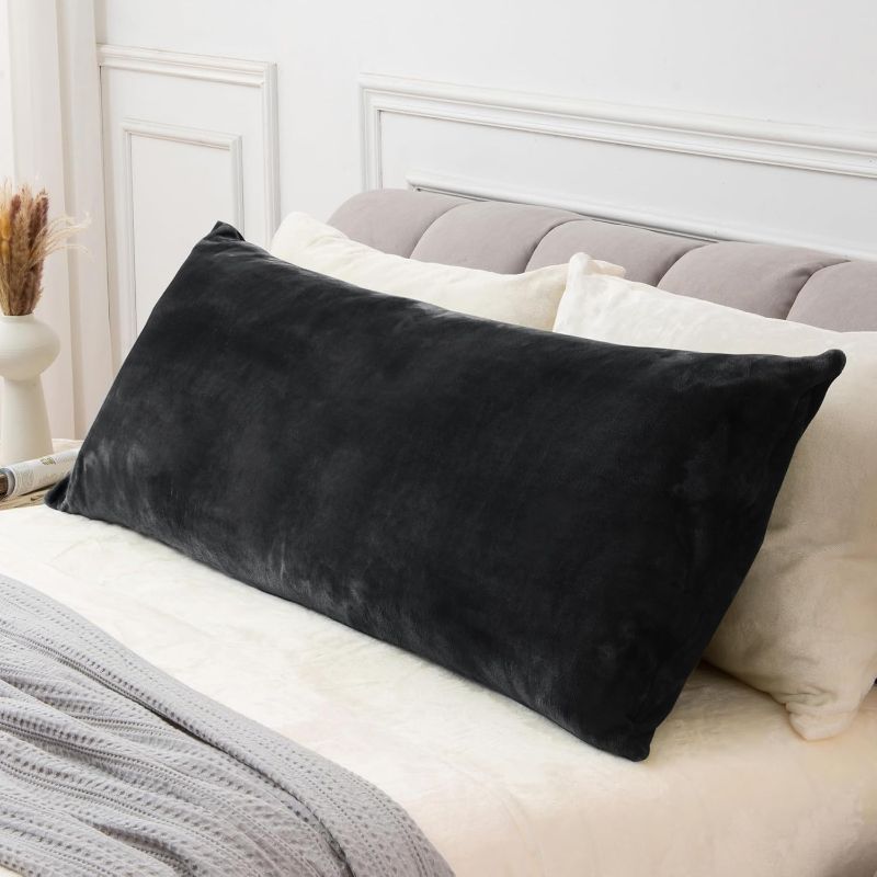 Photo 1 of BEDELITE Body Pillow Cover with Zipper Closure, Super Soft and Cozy Fuzzy Fleece Pillowcase 20 x 54 Inches, Luxury Fluffy Plush Long Body Pillow Pillowcase for All Seasons(Black)