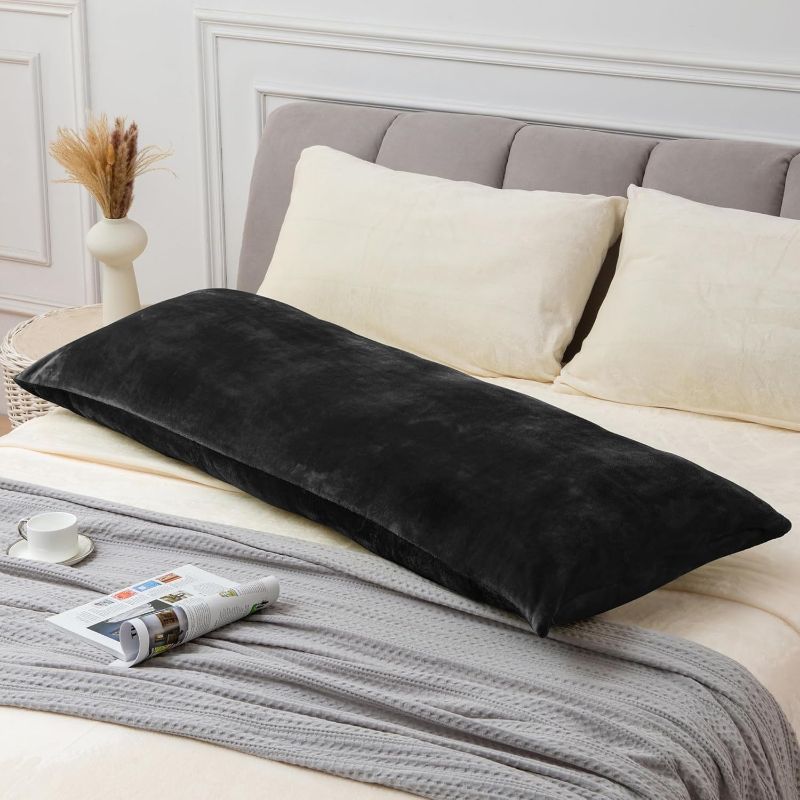 Photo 1 of BEDELITE Body Pillow Cover with Zipper Closure, Super Soft and Cozy Fuzzy Fleece Pillowcase 20 x 54 Inches, Luxury Fluffy Plush Long Body Pillow Pillowcase for All Seasons(Black)