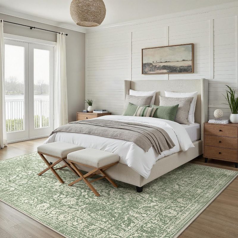 Photo 1 of Bavni 8x10 Area Rugs for Living Room, Machine Washable Rug Lightweight Low Pile, Non Slip Boho Rugs with Rubber Backing, Floral Print Carpet for Bedroom Dinning Room, Mint Green
Visit the Bavni Store
