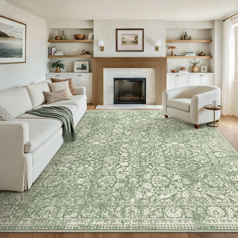 Photo 1 of Bavni 8x10 Area Rugs for Living Room, Machine Washable Rug Lightweight Low Pile, Non Slip Boho Rugs with Rubber Backing, Floral Print Carpet for Bedroom Dinning Room, Mint Green
Visit the Bavni Store