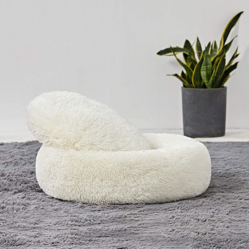 Photo 1 of Washable Dog Round Bed - Medium Donut Dog Bed, Comfy Calming Cuddler