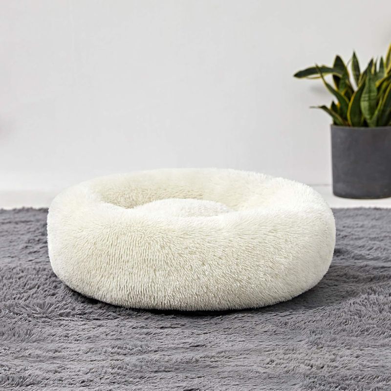 Photo 1 of Washable Dog Round Bed - Medium Donut Dog Bed, Comfy Calming Cuddler