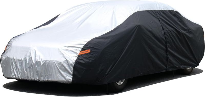Photo 1 of Car Cover Waterproof All Weather, Outdoor Car Covers for Automobiles with Zipper Door, Hail UV Snow Wind Protection, Car Cover, Fit Sedan-Length (up to 180")