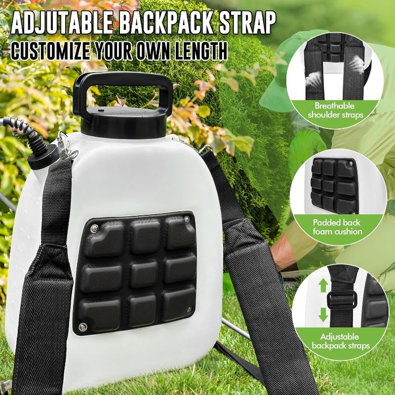 Photo 1 of Battery Powered Sprayer 3.2 Gallon, VAXMAY Backpack Sprayer with 5 Mist Nozzles, Electric Garden Sprayer with USB Rechargeable Handle 32" Retractable Wand Portable Weed Sprayer for Lawn, Garden, Yard