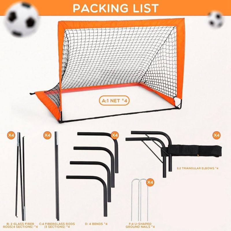 Photo 1 of  RED Children's Football Goal Portable Foldable Mobile Training Football Goal