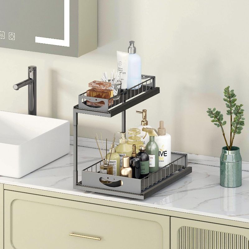 Photo 1 of FILTA 2 Pack Under Sink Organizer, Metal Pull Out Cabinet Organizer, Under Sink Storage for Kitchen Bathroom Cabinet