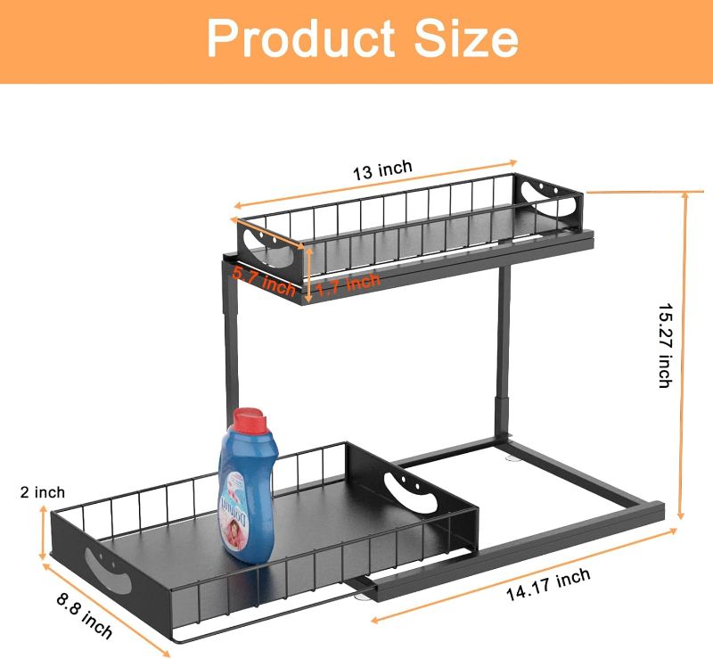 Photo 1 of FILTA 2 Pack Under Sink Organizer, Metal Pull Out Cabinet Organizer, Under Sink Storage for Kitchen Bathroom Cabinet