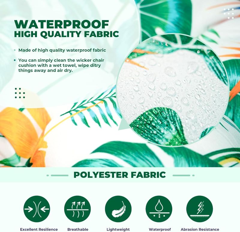 Photo 1 of Wicker Chair Cushions, Waterproof Outdoor Loveseat Cushions for Patio Furniture, Tufted Wicker Furniture Cushions, 1 Loveseat and 2 U-Shaped Cushions (Yellow Leaf)