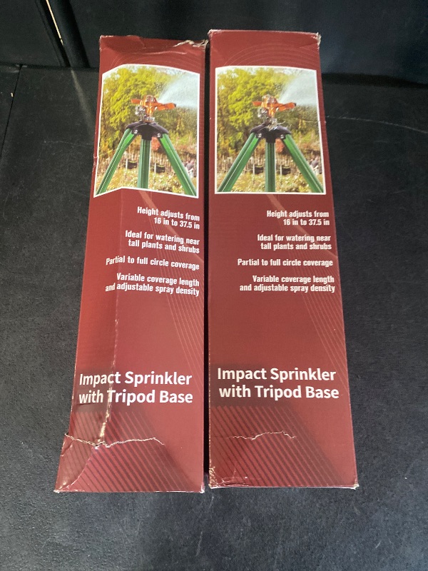 Photo 1 of Biswing Impact Sprinkler Head on Tripod Base, Heavy Duty Lawn Sprinklers, 360 Degree Large Area Irrigation, Brass Sprinkler Nozzle & Solid Alloy Metal Extension Legs Flip Locks, 2 Pack