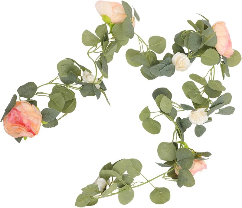 Photo 1 of Artificial Peony Flower Garland Vine Lifelike Home Decoration for Weddings Parties and Events Hanging Fake Floral Vine for Mantel Arch and Stair Rail