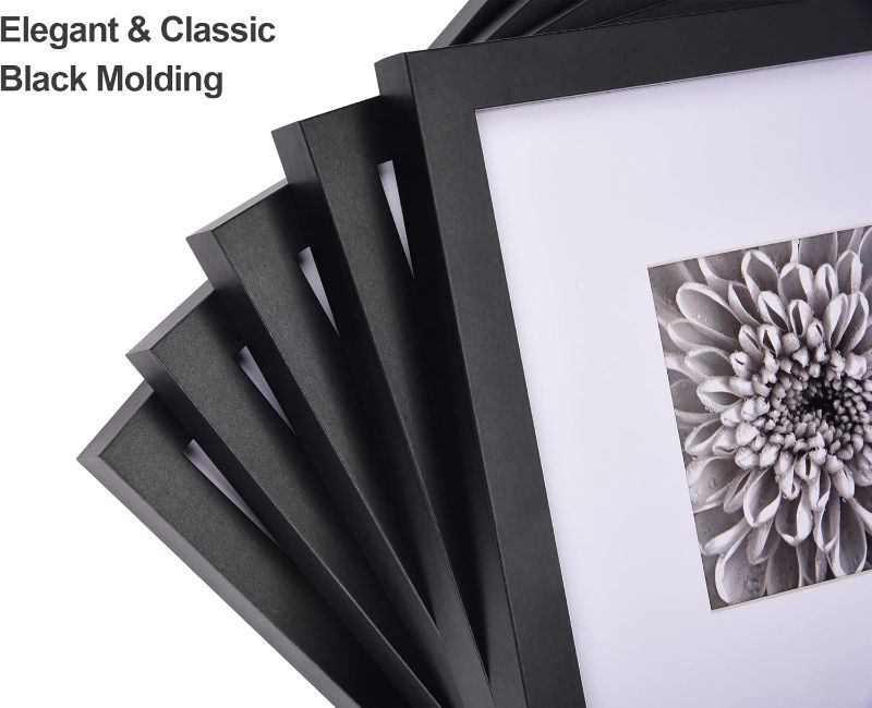 Photo 1 of Yaetm 8x8 Picture Frames Black Set of 9, Square 8x8 Frame Displays 4x4 with Mat or 8 x 8 without Mat, Gallery Wall Frames for Wall Mounted (9 Pack, Black)
