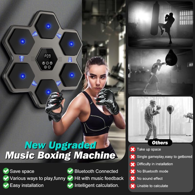 Photo 1 of 2025 New Music Boxing Machine for Adults,Smart Bluetooth Music Punching Machine with Boxing Gloves,Boxing Machine Wall Mounted with Intelligent Display Screen,Boxing Target Workout Equipment for Home