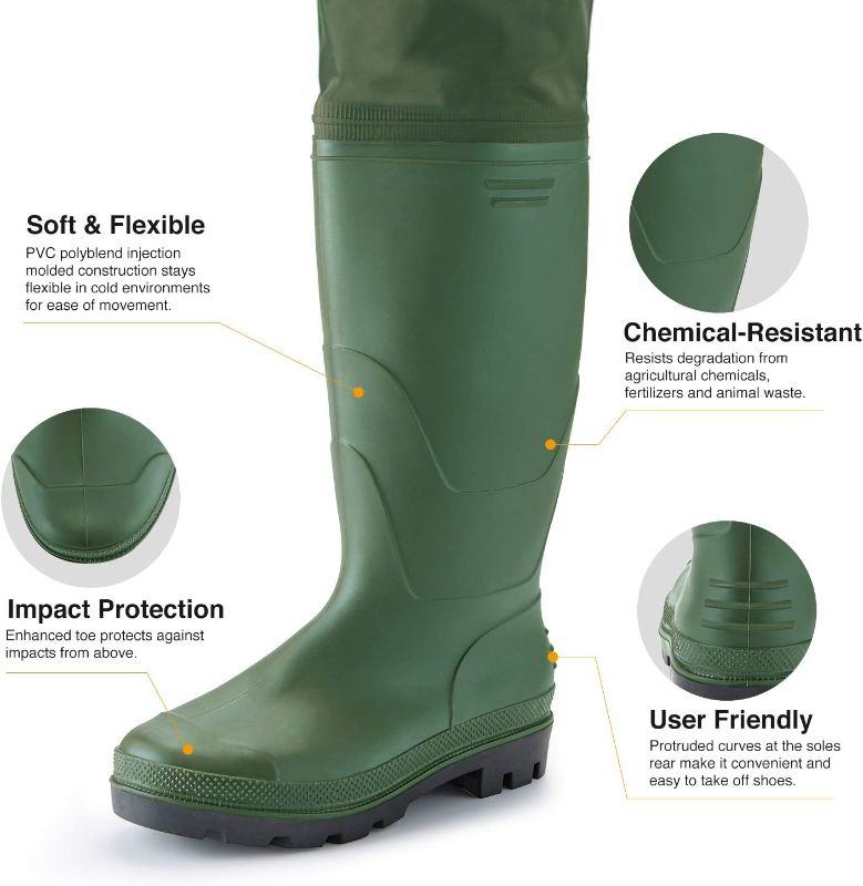 Photo 1 of TIDEWE Hip Wader, Lightweight Hip Boot For Men and Women, 2-Ply PVC/Nylon Fishing Hip Wader (Green and Brown)