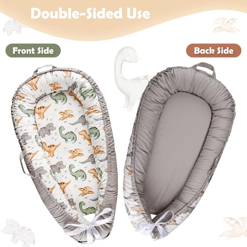 Photo 1 of Hooyax Baby Lounger Cover, 100% Cotton, Reversible, Dinosaur Pattern, Compatible with Most Loungers