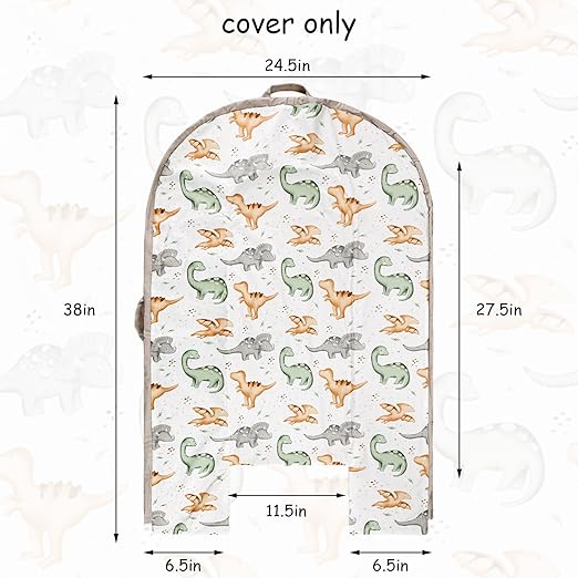 Photo 1 of Hooyax Baby Lounger Cover, 100% Cotton, Reversible, Dinosaur Pattern, Compatible with Most Loungers