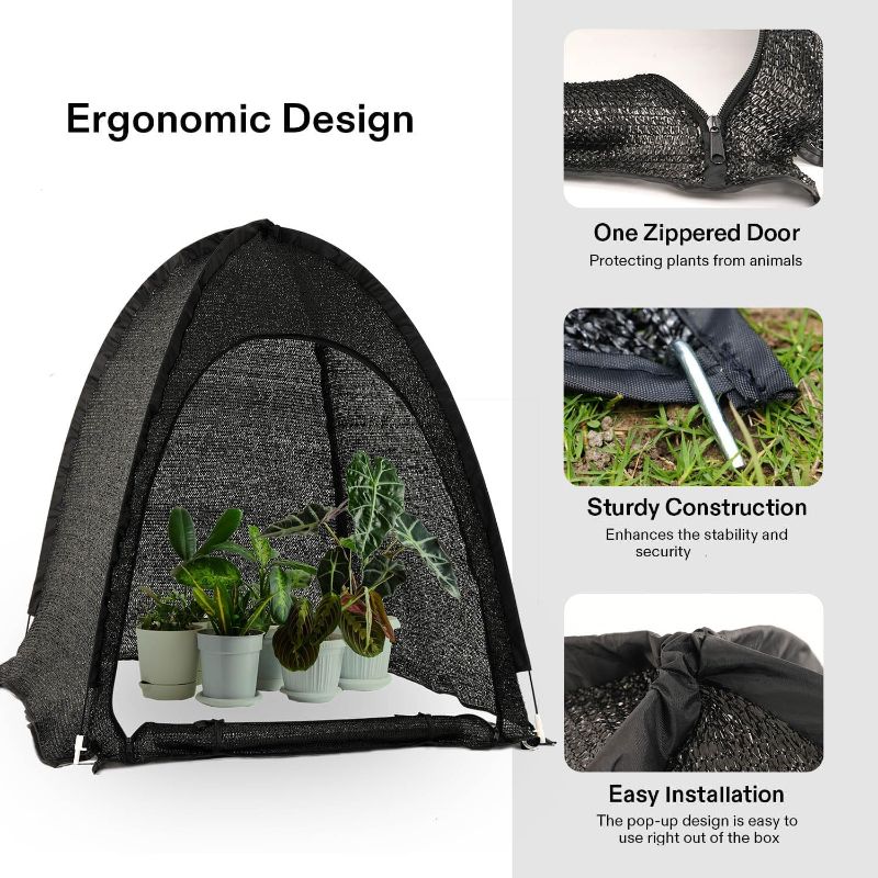 Photo 1 of Porayhut Pop up Sunshade Cloth Pack of 2,Easy Open Crop Shade Net 36''*36''*39''UV Resisitant Plant 80% Sunblock Net for Mini Flower Pot with Stakes