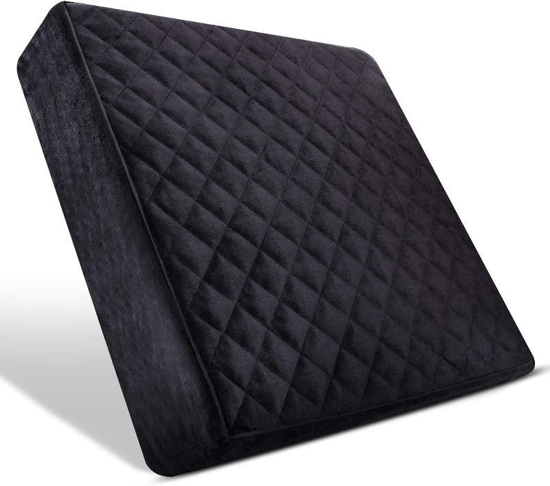 Photo 1 of Soft 18x18x3 Memory Foam Seat Cushion for Kitchen, Dining, Office Chairs, Car Seats - Washable Velvety Cover with Waterproof Layer & Non-Slip Base - Comfort & Back Pain Relief - Black