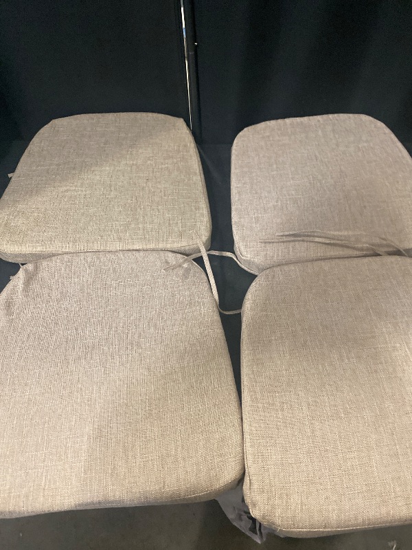 Photo 1 of D-Shaped Chair Cushions, 2" Thick Dining Chair Pads with Ties and Removable, Machine-Washable Cover, 17" x 16", Set of 4, Oatmeal Beige