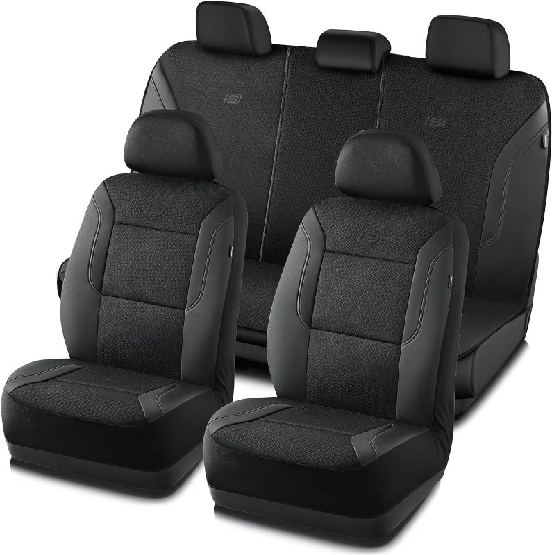 Photo 1 of Skechers Memory Foam Car Seat Covers, Air Cool Mesh Thick Seat Covers, Airbag Compatible Car Seat Cover, Automotive Comfort Protection for Most Cars,Vans,Trucks, SUVs,Black