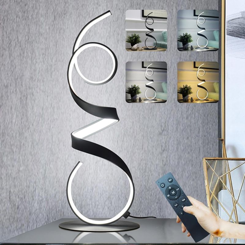 Photo 1 of 20W 3 Colors Remote Control Dimmable LED Art Table Lamp 21.4 Inch with Touch Switch for Living Room,Bedroom (Black)