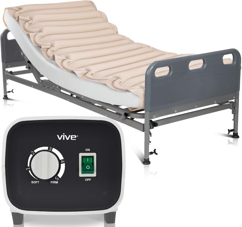 Photo 1 of Vive Tube Alternating Air Pressure Mattress Pad - The Original Bed Sore Prevention Solution - Hospital & Home Mattress Topper - Includes Waterproof, Heat Resistant Ulcer Cushion & Whisper Quiet Pump