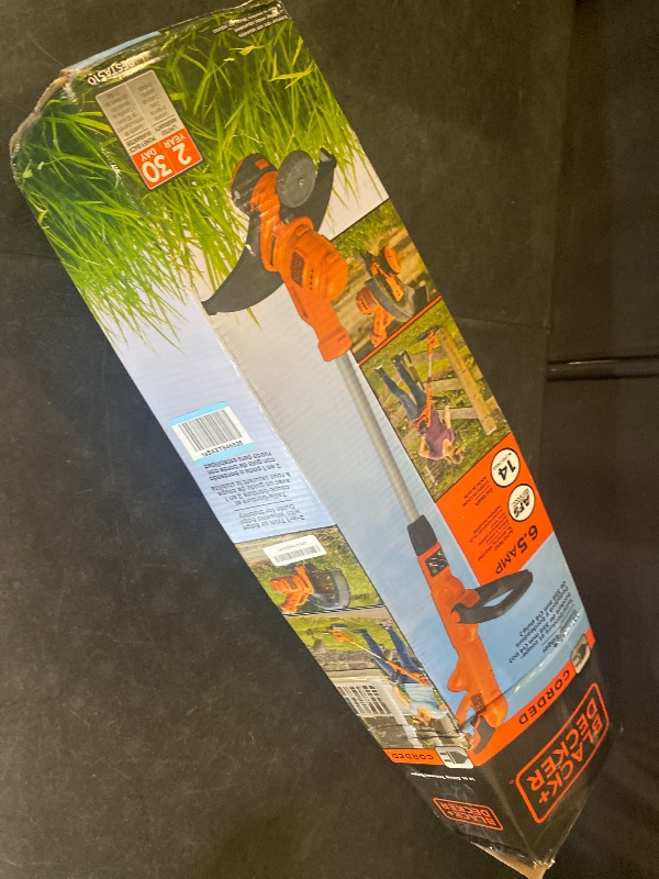 Photo 1 of BLACK+DECKER String Trimmer Weed Wacker with Auto Feed Weed Eater, 6.5-Amp, 14-Inch