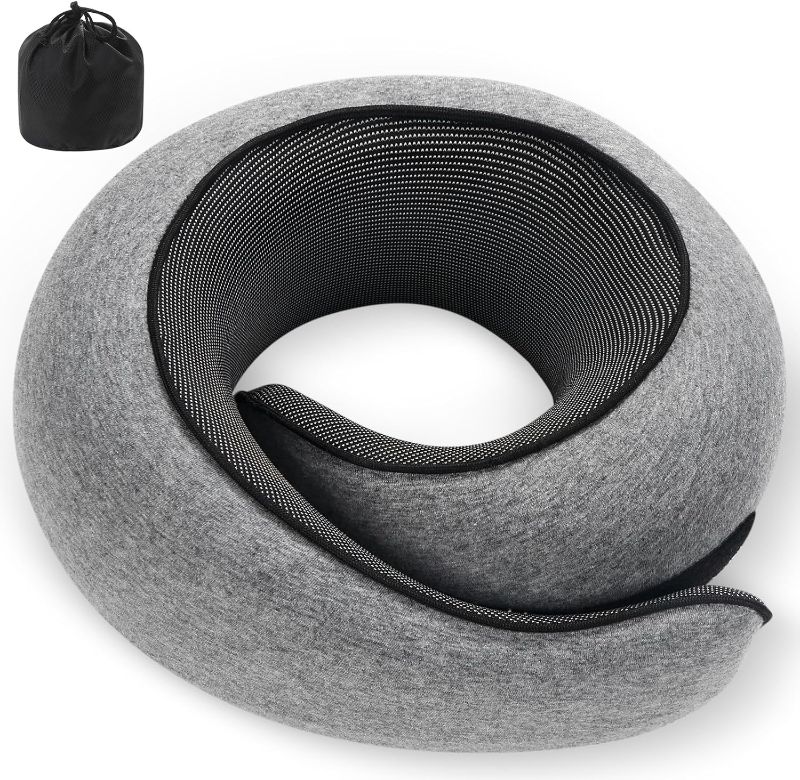 Photo 1 of Neck Pillow, Travel Pillow uses Memory Foam to Support Neck Comfort, Ideal Companion for Airplane and car Travel, Compact, Convenient, and Versatile Airplane Sleep Pillow(Gray)