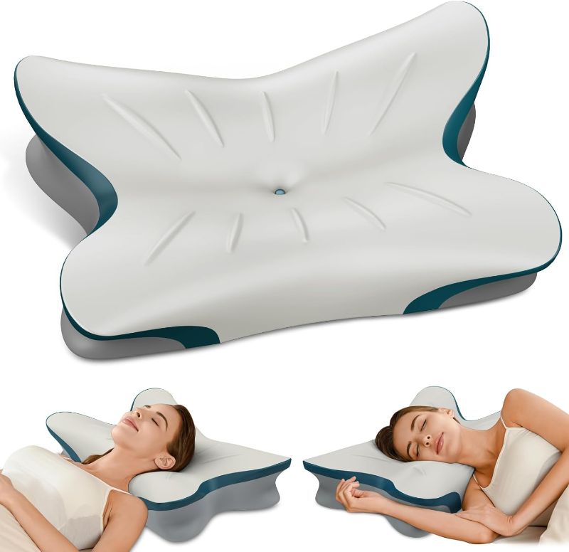 Photo 1 of Cervical Pillow for Neck Pain Relief - Ergonomic Neck Pillow for Sleeping Contour Memory Foam Pillows with Cooling Pillowcase, Orthopedic Bed Pillow for Sleepers