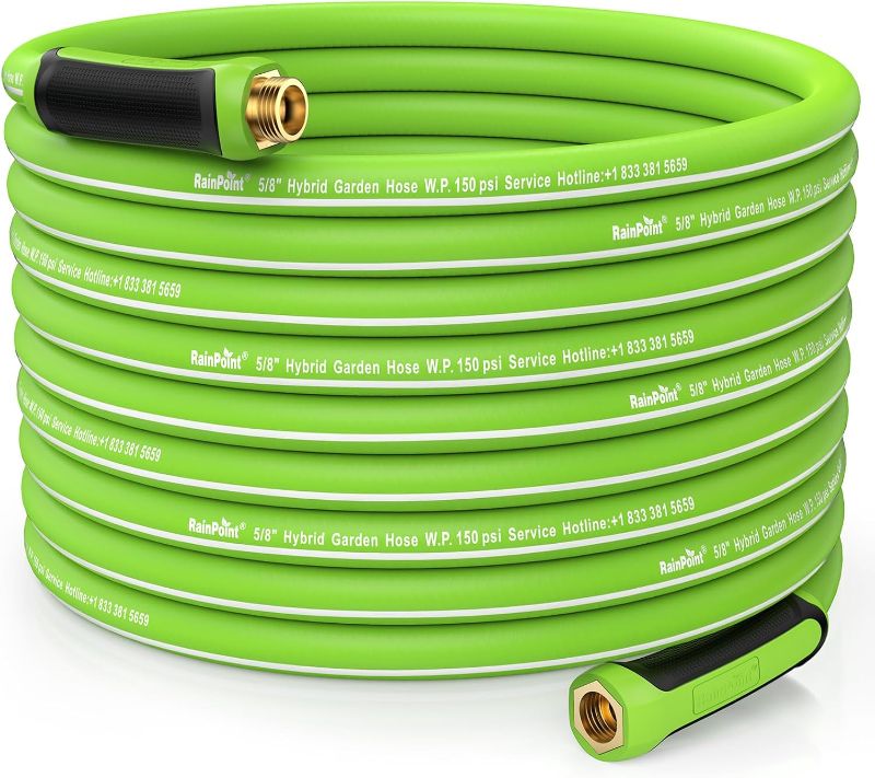Photo 1 of RAINPOINT Garden Hose 100ft - lightweight Heavy Duty Water Hose with Swivel Handle - Flexible, Hybrid Rubber, 5/8", Male to Female