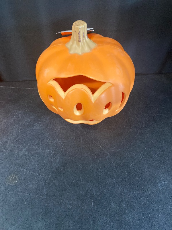 Photo 1 of Hyde and Eek! Boutique 9" Lit Pumpkin Boo Halloween Decorative Prop with Timer
