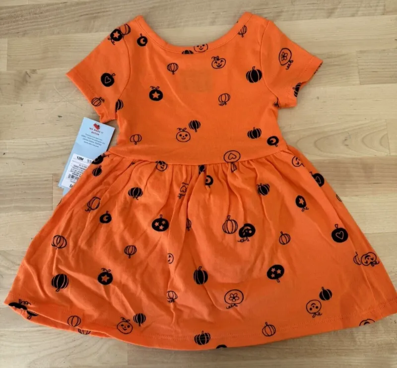 Photo 1 of 5t Cat and Jack Girls Dress Orange  Pumpkin  Girl Size 12M/18M/2T-5T  NWT