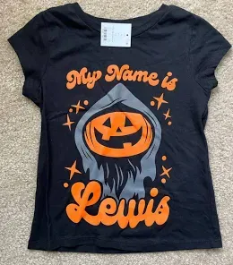 Photo 1 of (S) Girls Halloween My Name is Lewis T-shirt Small 6/7 NWt