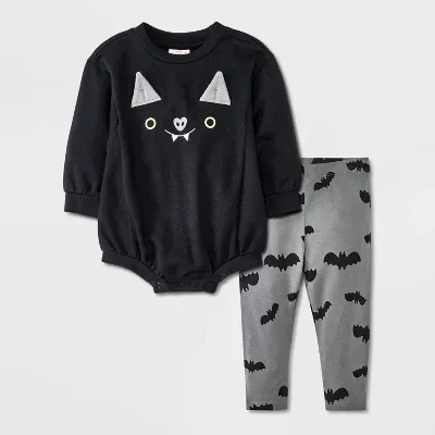 Photo 1 of  0- 3 months Baby Bat Face Romper & Leggings