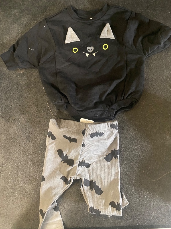 Photo 1 of  0- 3 months Baby Bat Face Romper & Leggings