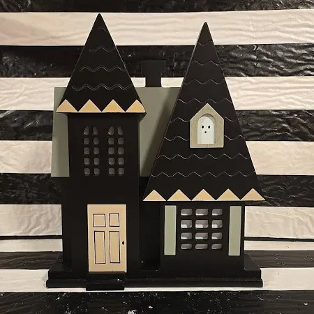 Photo 1 of Hyde & Eek! Boutique Haunted Mansion Halloween Decorative Sculpture/ Wood with Felt Tree Halloween Decorative Mantel Sculpture