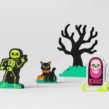 Photo 1 of Hyde & EEK! Mini Mantle Halloween Skeleton Graveyard Set