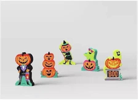 Photo 1 of Hyde & Eek!Boutique Wood Pumpkins Mini Mantle Halloween Decorative Figurine Set
