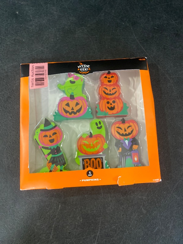 Photo 1 of Hyde & Eek!Boutique Wood Pumpkins Mini Mantle Halloween Decorative Figurine Set
