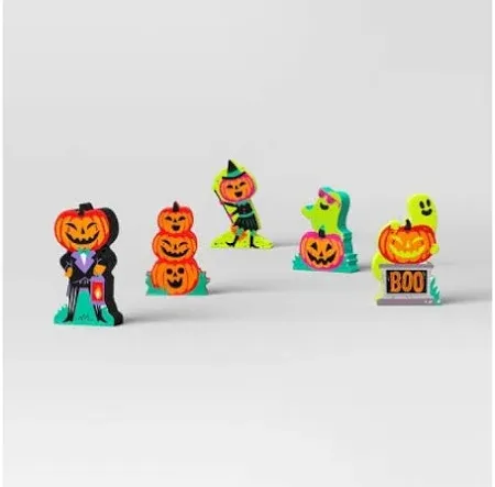 Photo 1 of Hyde & Eek!Boutique Wood Pumpkins Mini Mantle Halloween Decorative Figurine Set
