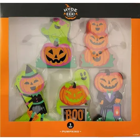 Photo 1 of Hyde & Eek!Boutique Wood Pumpkins Mini Mantle Halloween Decorative Figurine Set